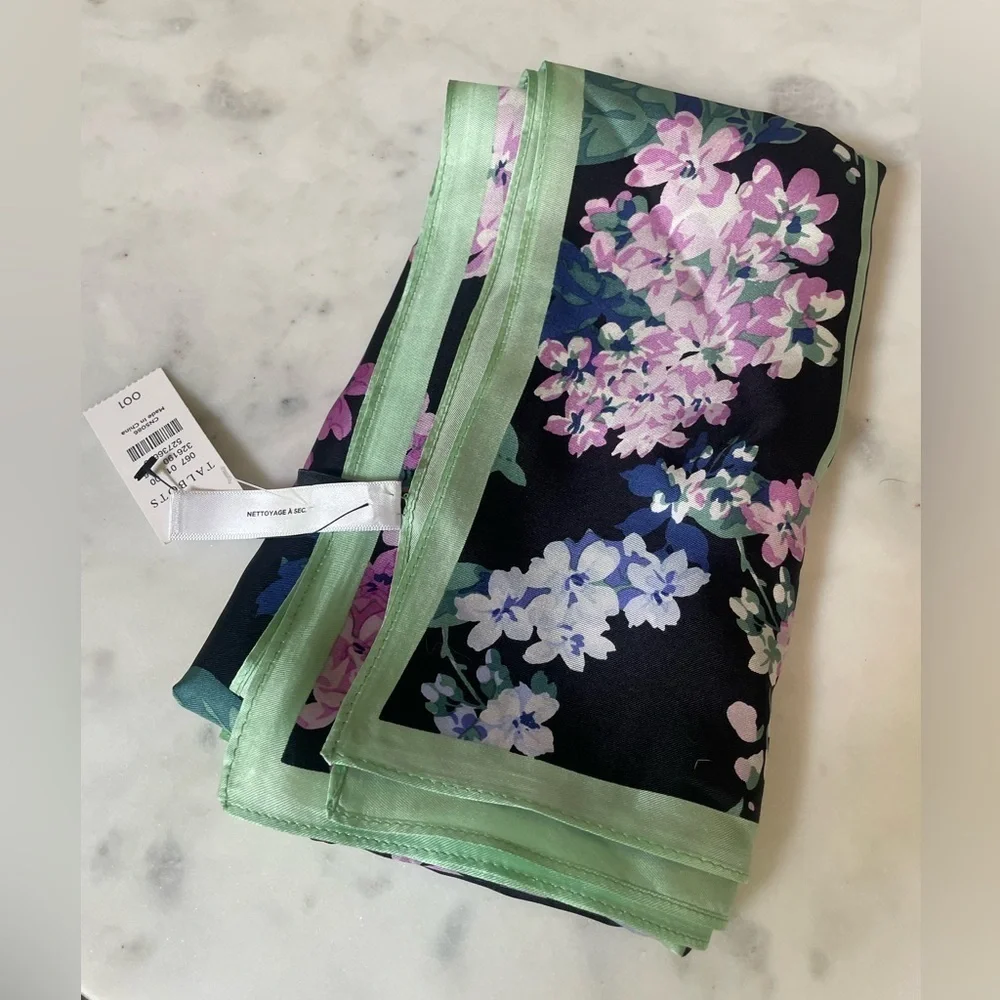 Talbots New With Tag 100% Silk Botanical Scarf